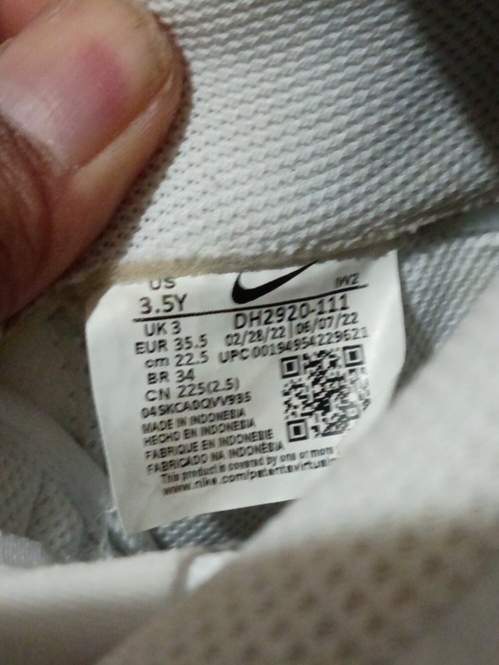 Nike Air Force 1 Low White Leather Lace Up Sneakers Kids Size 3.5Y DH2920-111 - Picture 2 of 14